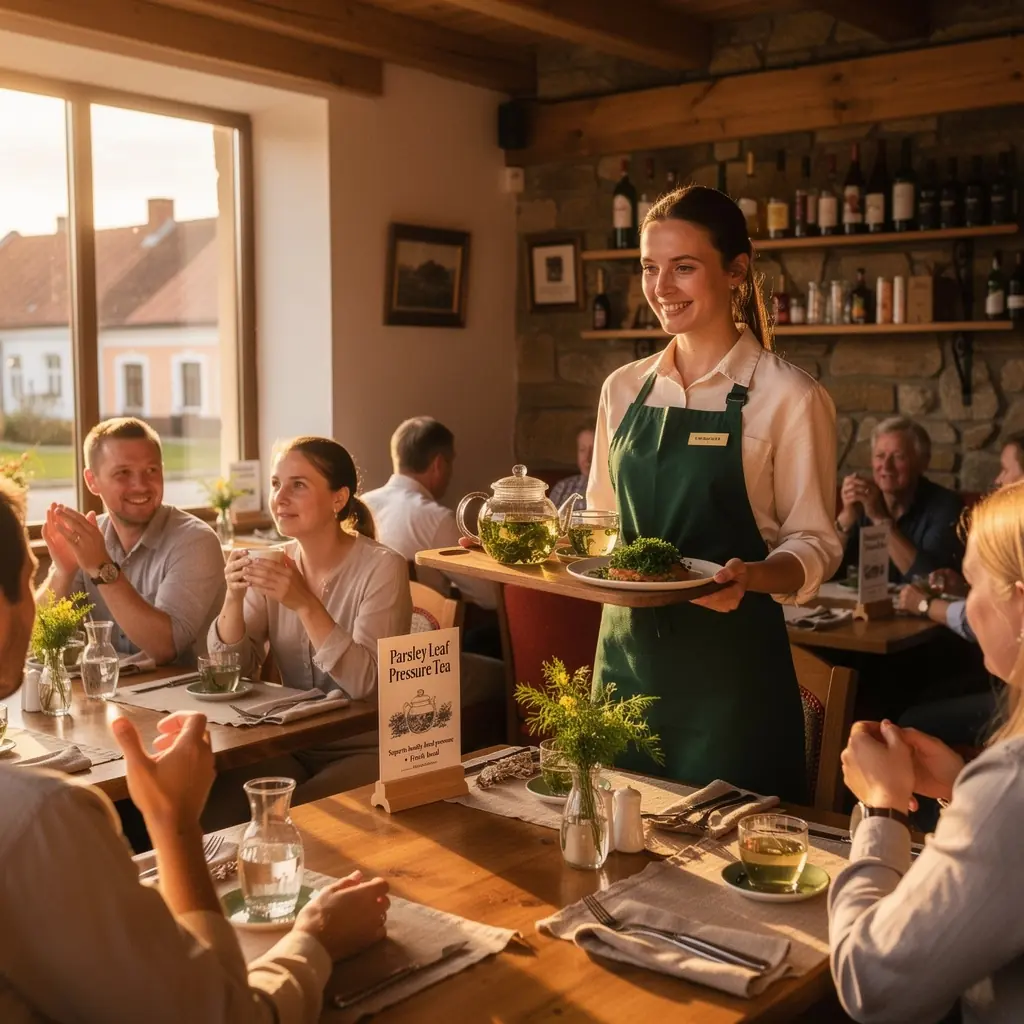 Petražolių lapų arbata su šviežių žolelių mišiniu.
