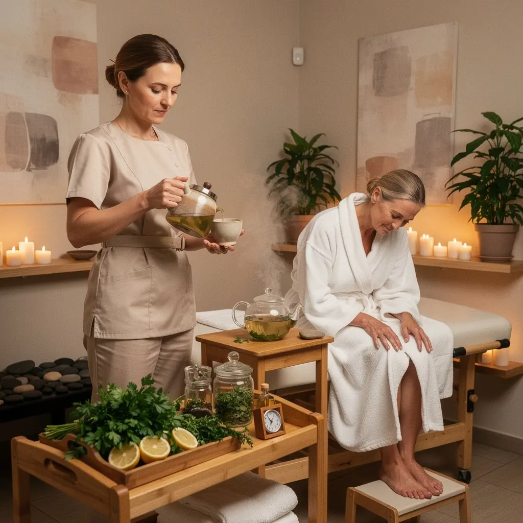 Šviežiai paruošta petražolių arbata, skleidžianti malonų kvapą ir gaivumą.